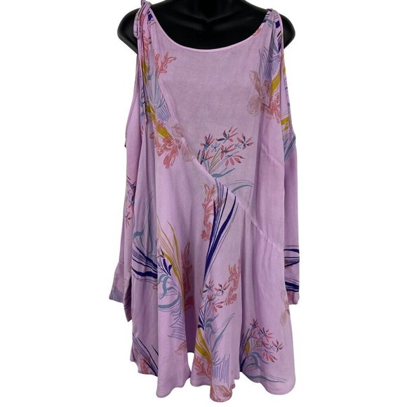 Free People Women Tunic Dress Size Large L Floral Cold Shoulder Long Sleeve EUC - Picture 1 of 8